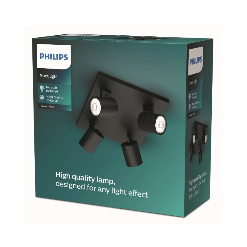 Philips - LED RGBW dimeriuojamas taškinis šviestuvas RUNNER 4xGU10/6,5W/230V 2700-6500K juodas