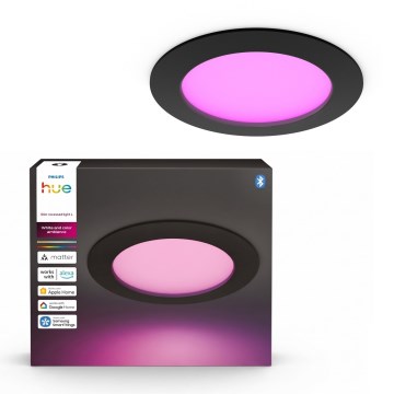 Philips - LED RGBW dimeriuojamas vonios įleidžiamas šviestuvas Hue SLIM LED/12W/230V 1000-20000K juodas IP44