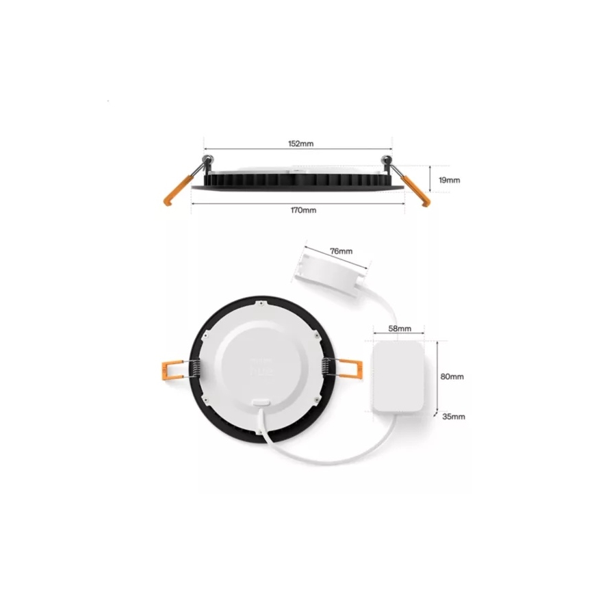Philips - LED RGBW dimeriuojamas vonios įleidžiamas šviestuvas Hue SLIM LED/12W/230V 1000-20000K juodas IP44