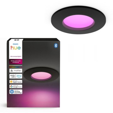 Philips - LED RGBW dimeriuojamas vonios kambario įleidžiamas šviestuvas Hue SLIM LED/8,3W/230V 1000-20000K juodas P44
