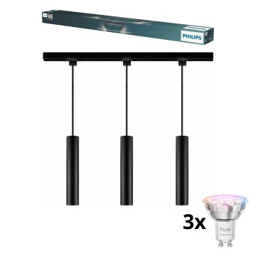 Philips - LED RGBW pritemdomas pakabinamas šviestuvas ant laido bėgelinėje sistemoje EASYLINK HUE 3xGU10/4,7W/230V 2200-6500K 1m juodas