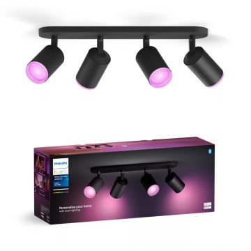 Philips - LED RGBW Pritemdomi akcentiniai šviestuvai Hue FUGATO 4xGU10/4,2W/230V 2000-6500K juoda