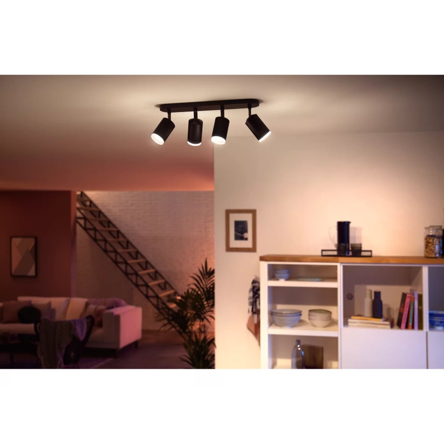 Philips - LED RGBW Pritemdomi akcentiniai šviestuvai Hue FUGATO 4xGU10/4,2W/230V 2000-6500K juoda