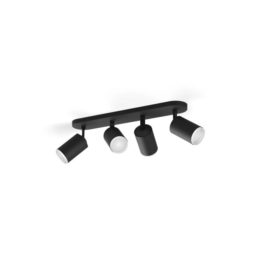 Philips - LED RGBW Pritemdomi akcentiniai šviestuvai Hue FUGATO 4xGU10/4,2W/230V 2000-6500K juoda