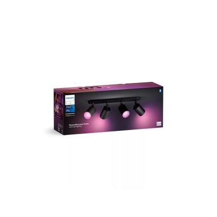 Philips - LED RGBW Pritemdomi akcentiniai šviestuvai Hue FUGATO 4xGU10/4,2W/230V 2000-6500K juoda