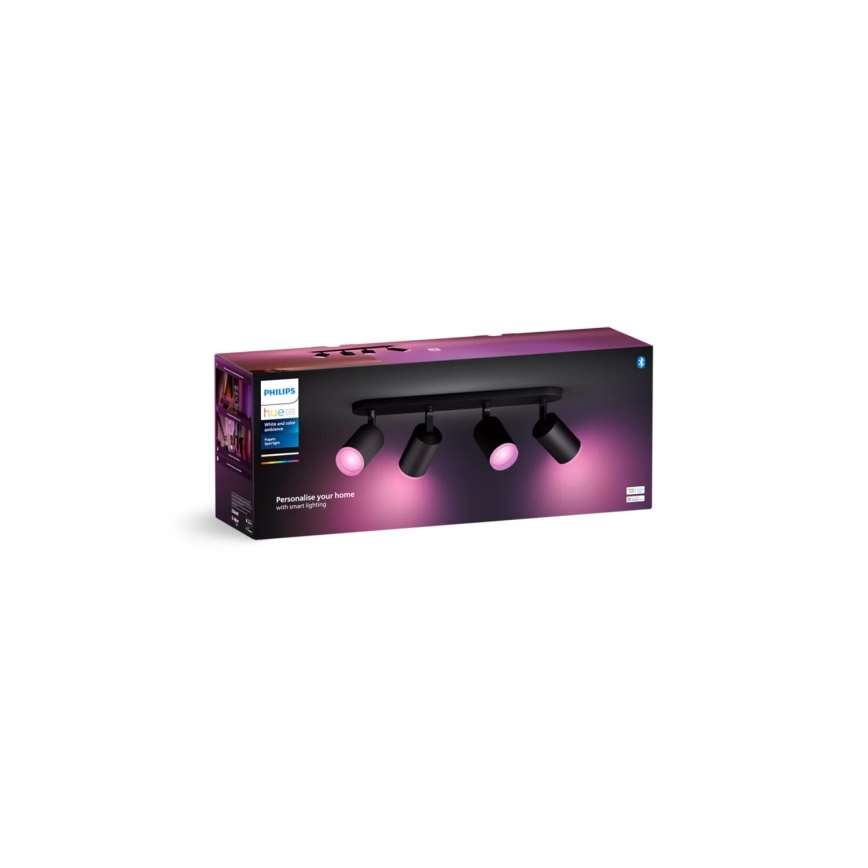Philips - LED RGBW Pritemdomi akcentiniai šviestuvai Hue FUGATO 4xGU10/4,2W/230V 2000-6500K juoda