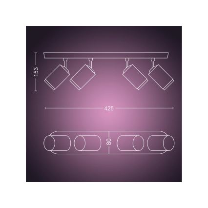 Philips - LED RGBW Pritemdomi akcentiniai šviestuvai Hue FUGATO 4xGU10/4,2W/230V 2000-6500K juoda