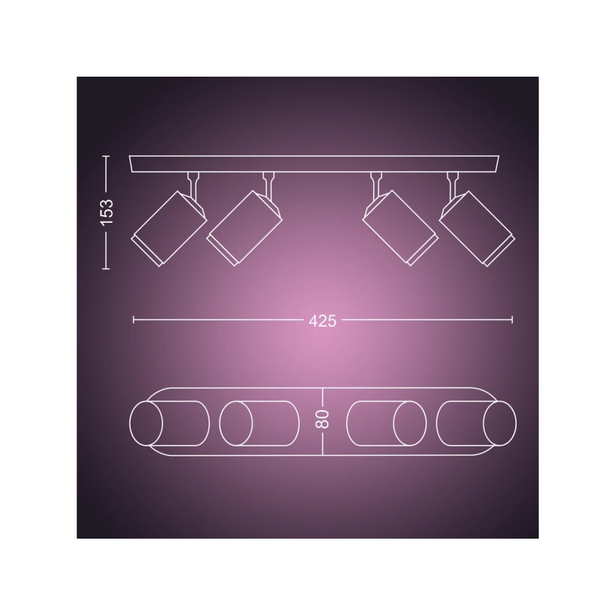Philips - LED RGBW Pritemdomi akcentiniai šviestuvai Hue FUGATO 4xGU10/4,2W/230V 2000-6500K juoda
