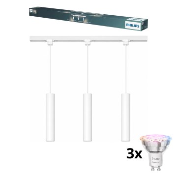 Philips - LED RGBW reguliuojamas pakabinamas šviestuvas su laidu EASYLINK HUE lištinėje sistemoje 3xGU10/4,7W/230V 2200-6500K 1m balta