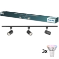 Philips - LED RGBW reguliuojamo ryškumo taškinis šviestuvas bėginėje sistemoje EASYLINK HUE 3xGU10/4,7W/230V 2200-6500K 1m juodas