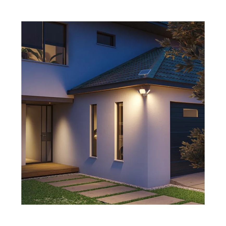 Philips - saulės LED lauko sieninis šviestuvas su jutikliu ZYREN LED/24,5W/3,7V 2600 mAh 3000K IP65 balta