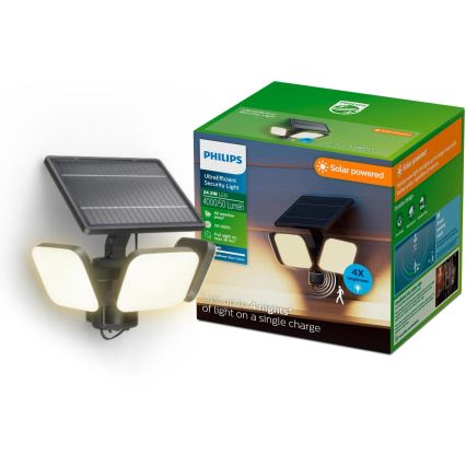 Philips - LED saulės sieninis šviestuvas su jutikliu ZYREN LED/24,5W/3,7V 2600 mAh 3000K IP65