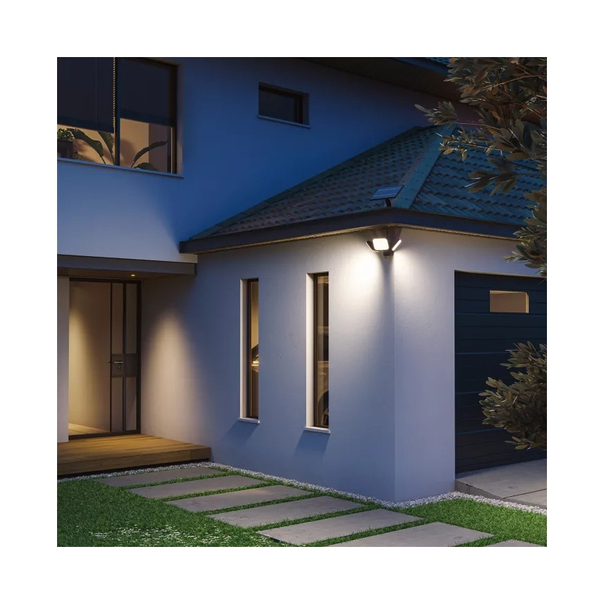 Philips - LED saulės lauko sieninis šviestuvas su jutikliu ZYREN LED/24,5W/3,7V 2600 mAh 5000K IP65 juodas