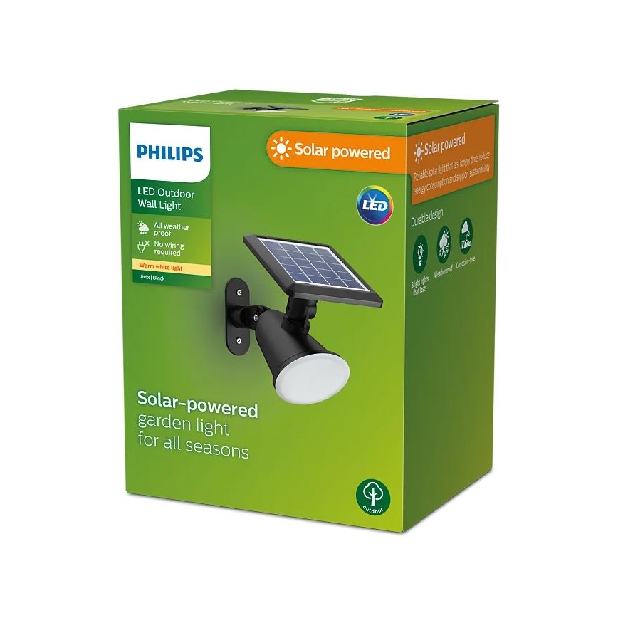 Philips - LED sieninis šviestuvas, įkraunamas saulės energija JIVIX LED/1,4W/3,7V 1800 mAh IP44