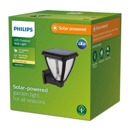 Philips - LED sieninis šviestuvas, įkraunamas saulės energija VAPORA LED/1,5W/3,7V 1500 mAh IP44