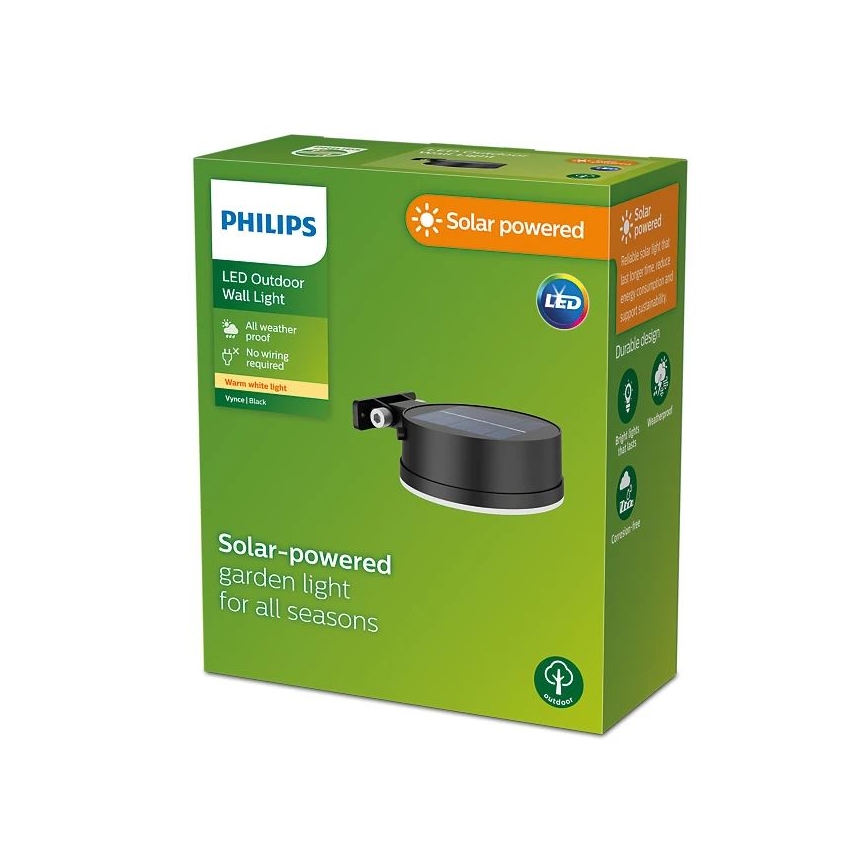 Philips - LED sieninis šviestuvas, įkraunamas saulės energija VYNCE LED/1,5W/3,7V 1500 mAh IP44