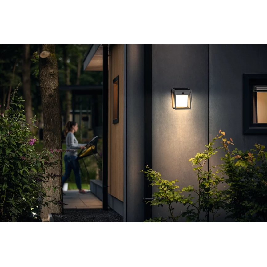 Philips - LED sieninis šviestuvas su jutikliu, įkraunamas saulės energija BLAISE LED/1,5W/3,7V 2600 mAh 3000K IP44