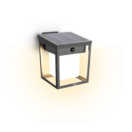 Philips - LED sieninis šviestuvas su jutikliu, įkraunamas saulės energija BLAISE LED/1,5W/3,7V 2600 mAh 3000K IP44