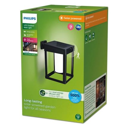 Philips - LED sieninis šviestuvas su jutikliu, įkraunamas saulės energija CAMILL LED/1,4W/3,7V 2000 mAh IP44