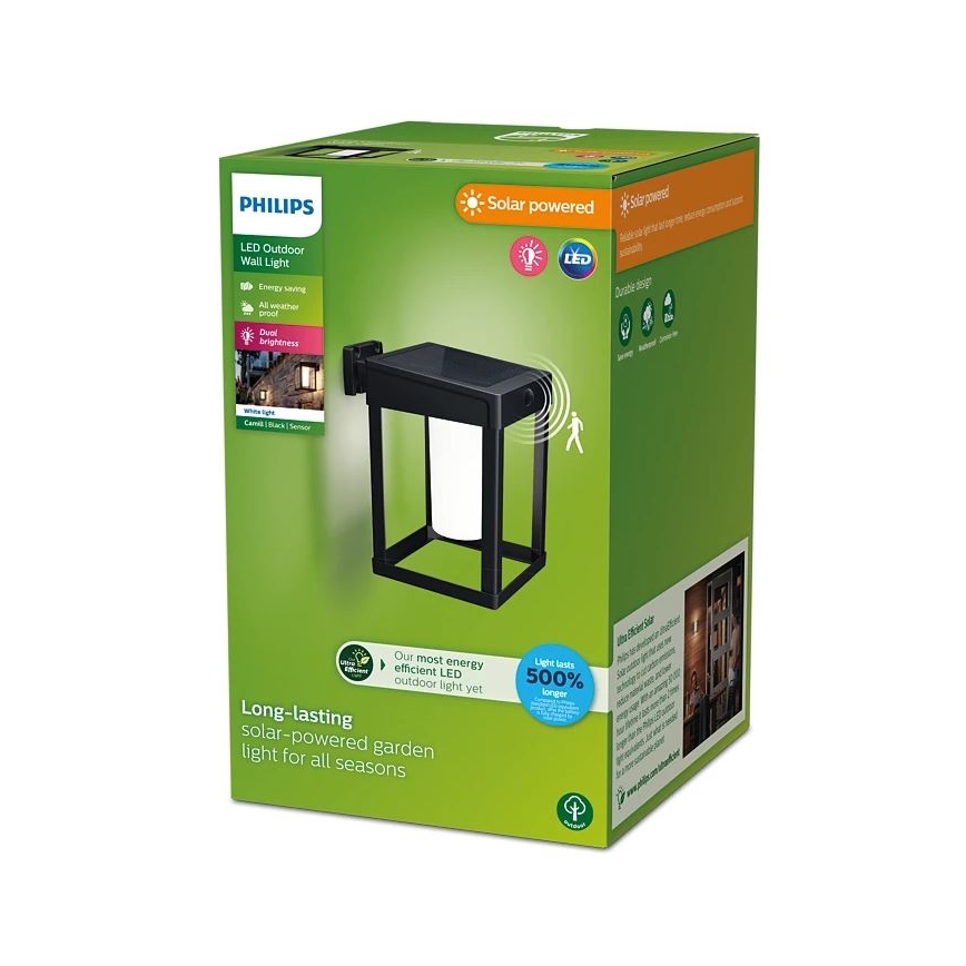 Philips - LED sieninis šviestuvas su jutikliu, įkraunamas saulės energija CAMILL LED/1,4W/3,7V 2000 mAh IP44
