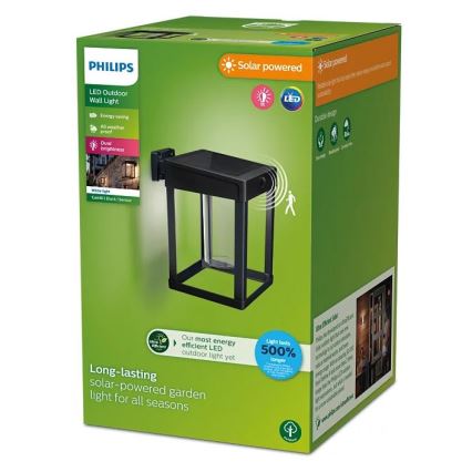 Philips - LED sieninis šviestuvas su jutikliu, įkraunamas saulės energija CAMILL LED/1,4W/3,7V 2000 mAh IP44