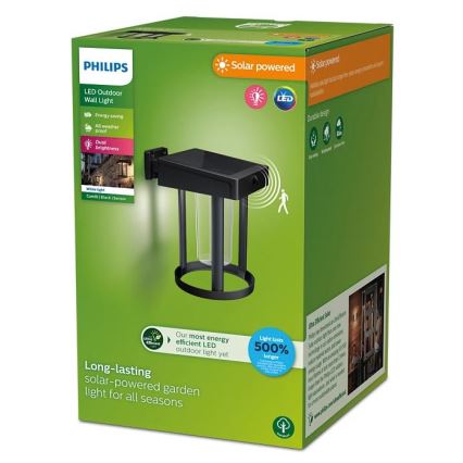 Philips - LED sieninis šviestuvas su jutikliu, įkraunamas saulės energija CAMILL LED/1,4W/3,7V 2000 mAh IP44