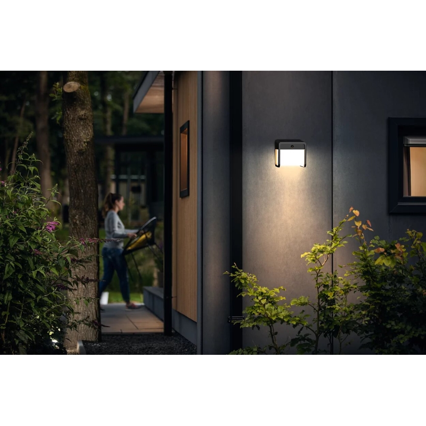 Philips - LED sieninis šviestuvas su jutikliu, įkraunamas saulės energija EZRA LED/1,8W/3,7V 2600 mAh 3000K IP44