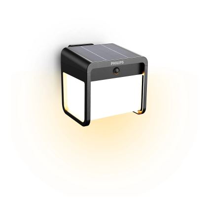 Philips - LED sieninis šviestuvas su jutikliu, įkraunamas saulės energija EZRA LED/1,8W/3,7V 2600 mAh 3000K IP44