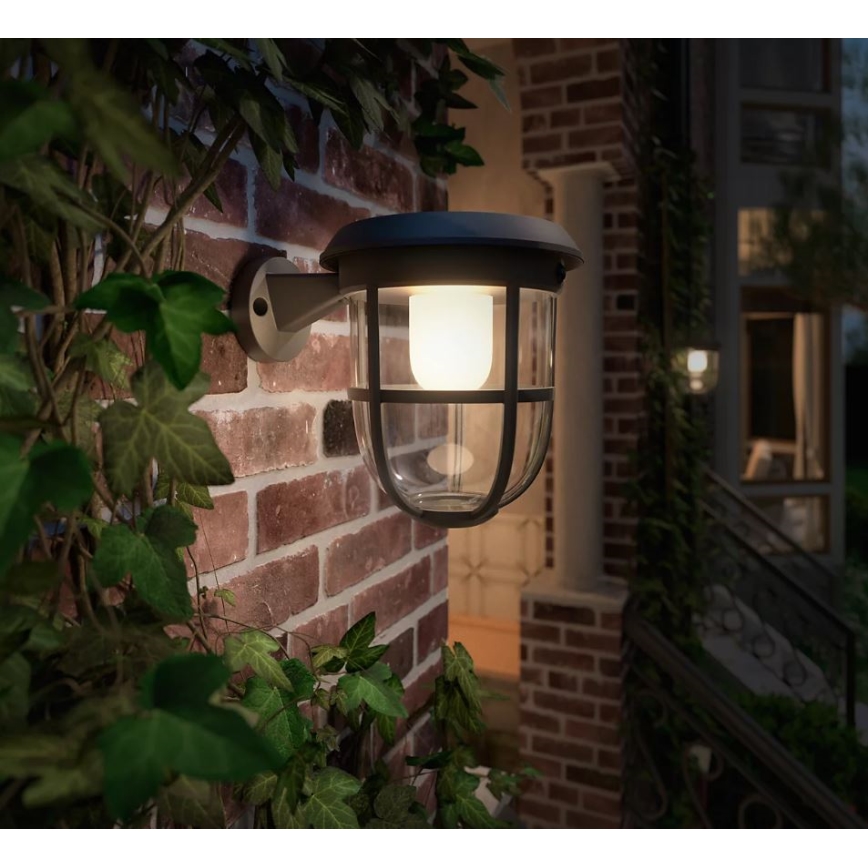 Philips - LED sieninis šviestuvas su jutikliu, įkraunamas saulės energija RADII LED/1,3W/3,7V 2000 mAh 3000K IP44