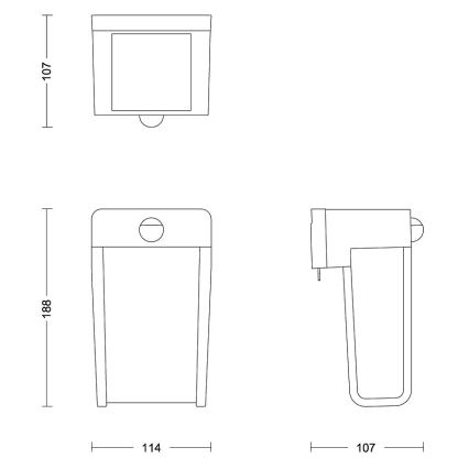 Philips - LED sieninis šviestuvas su jutikliu, įkraunamas saulės energija SHROUD LED/2,3W/3,7V 600 mAh IP44
