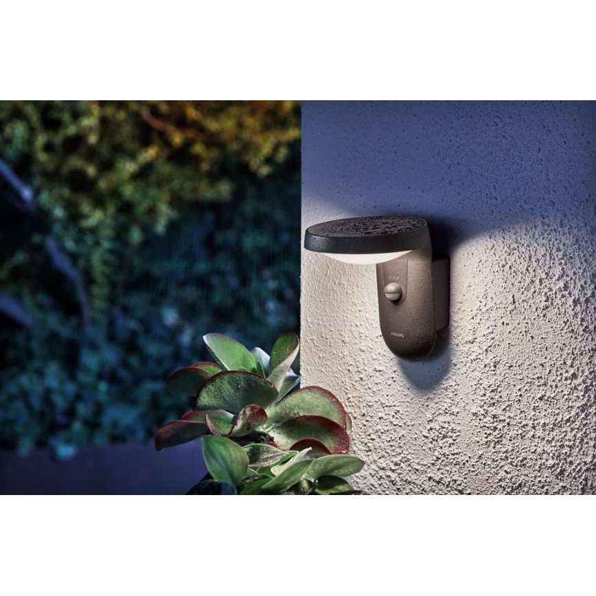 Philips - LED sieninis šviestuvas su jutikliu, įkraunamas saulės energija LED/1,2W/4V 1800 mAh 3000K IP44