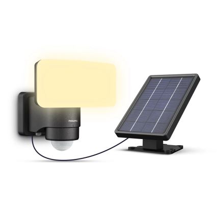Philips - LED sieninis šviestuvas su jutikliu, įkraunamas saulės energija TYLUS LED/6W/3,7V 2600 mAh 3000K IP44