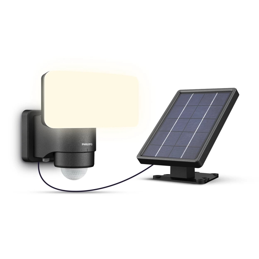 Philips - LED sieninis šviestuvas su jutikliu, įkraunamas saulės energija TYLUS LED/6W/3,7V 2600 mAh 5000K IP44