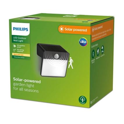Philips - LED sieninis šviestuvas su jutikliu, įkraunamas saulės energija YARIXA LED/2,2W/3,7V 600 mAh IP44