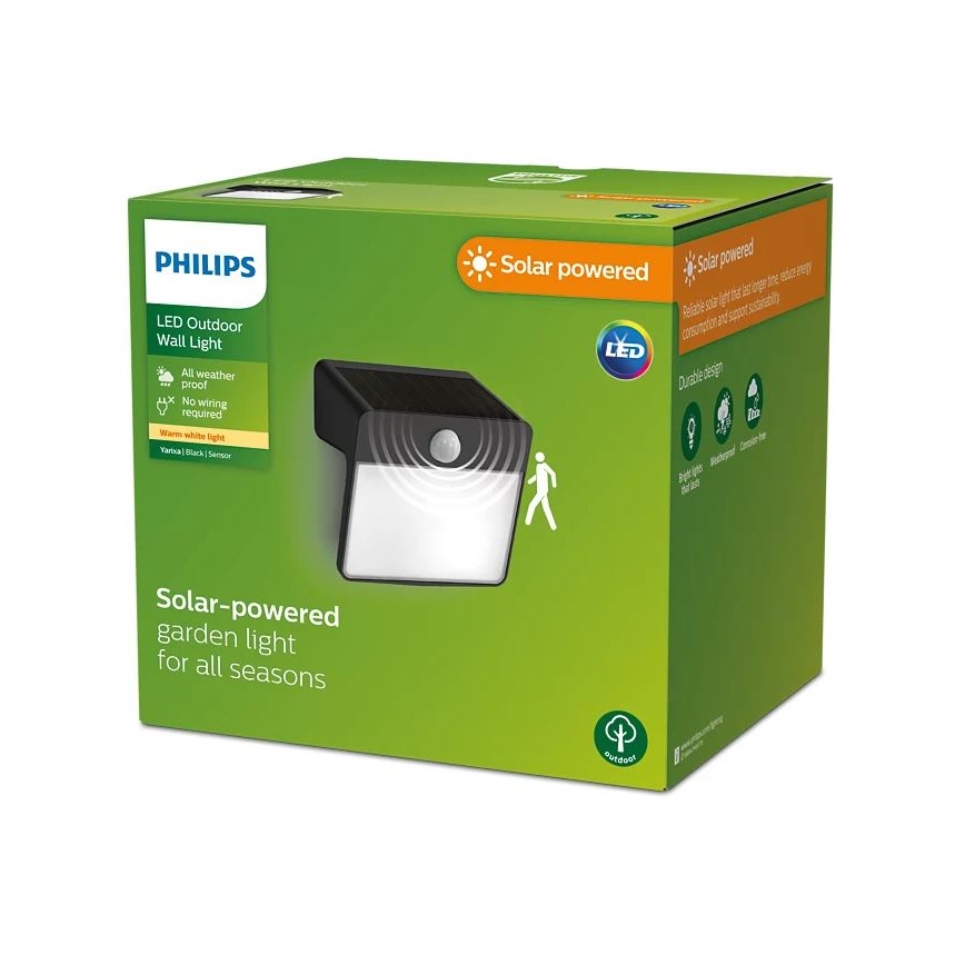 Philips - LED sieninis šviestuvas su jutikliu, įkraunamas saulės energija YARIXA LED/2,2W/3,7V 600 mAh IP44
