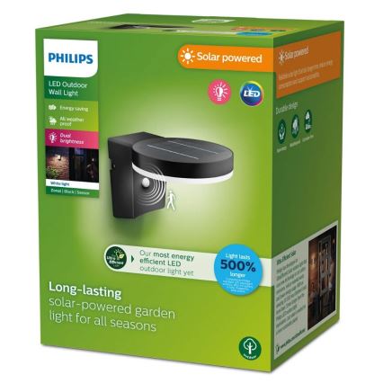 Philips - LED Sieninis saulės šviestuvas su judesio ir prieblandos jutikliu ZONAL LED/1,3W/3,7V 2500 mAh IP44