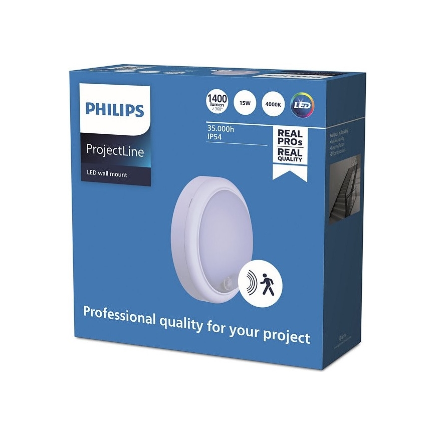 Philips – LED Sieninis šviestuvas su jutikliu PROJECTLINE LED/15W/230V IP54