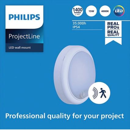 Philips – LED Sieninis šviestuvas su jutikliu PROJECTLINE LED/15W/230V IP54