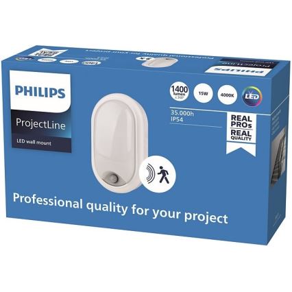 Philips – LED Sieninis šviestuvas su jutikliu PROJECTLINE LED/15W/230V IP54