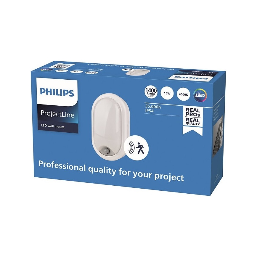 Philips – LED Sieninis šviestuvas su jutikliu PROJECTLINE LED/15W/230V IP54