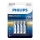 Philips LR03E4B/10 - 4 vnt šarminės baterijos  AAA ULTRA ALKALINE 1,5V 1250mAh