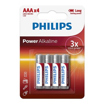 Philips LR03P4B/10 - 4 vnt šarminės baterijos  AAA POWER ALKALINE 1,5V 1150mAh