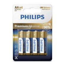 Philips LR6M4B/10 - 4 vnt šarminės baterijos  AA PREMIUM ALKALINE 1,5V