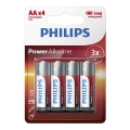Philips LR6P4B/10 - 4 vnt. Alkalinės AA baterijos POWER ALKALINE 1,5V 2600mAh