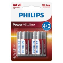 Philips LR6P6BP/10 - 6 vnt šarminės baterijos  AA POWER ALKALINE 1,5V