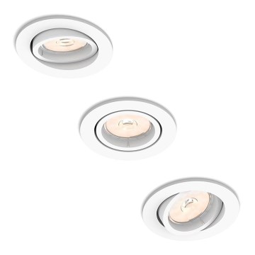 Philips – PERIDOT įleidžiamų šviestuvų komplektas, 3 vnt., 1xGU10/7W/230V, baltas