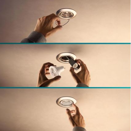 Philips – PERIDOT įleidžiamų šviestuvų komplektas, 3 vnt., 1xGU10/7W/230V, baltas