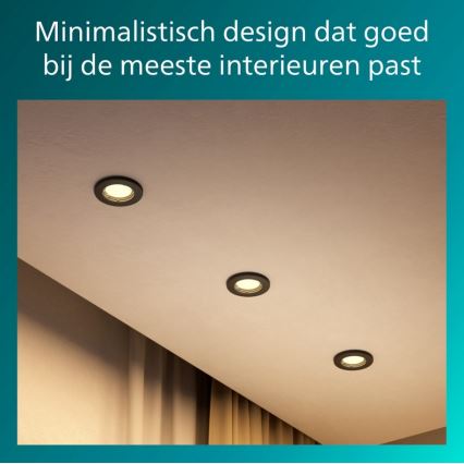 Philips - PERIDOT įleidžiamųjų šviestuvų rinkinys 5 vnt. 1xGU10/7W/230V juodas