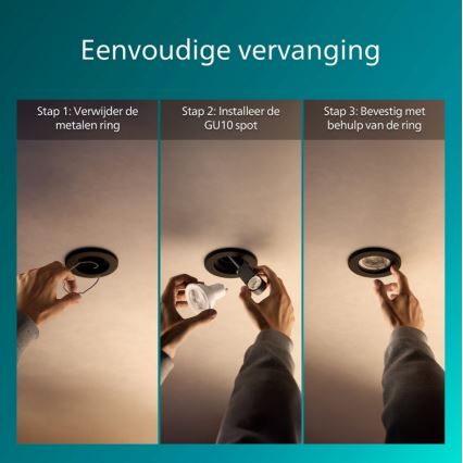 Philips - PERIDOT įleidžiamųjų šviestuvų rinkinys 5 vnt. 1xGU10/7W/230V juodas