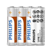 Philips R03L4F/10 - 4 vnt cinko chlorido baterijos  AAA LONGLIFE 1,5V 450mAh